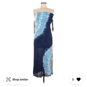 Young Fabulous & Broke Strapless Tie-Dye Dress - Navy and Cream